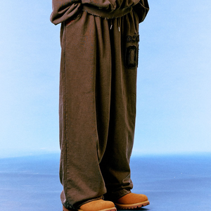 Low MOQ Custom Schwergewicht Fleece Baumwolle Reiß verschluss Tasche Kordel zug Taille Übergröße Grau Stein Säure Wash Jogger Männer Jogging hose - Product Image 2