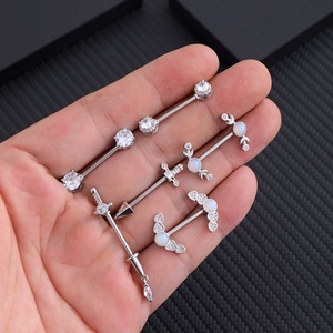 Anillo de Pezón de Acero Inoxidable 316L con Ópalo en Forma de Lágrima, Joyería de Piercing con Circonita para Mujer, para Boda o Compromiso, Marca Gaby - Product Image 3