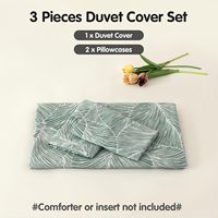 Ensemble de literie 3 pièces à motif de feuilles tropicales vertes, housse de couette douce en microfibre 100% polyester avec 2 taies d'oreiller