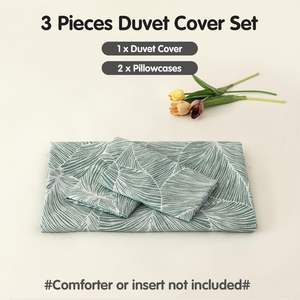 Motif de feuilles tropicales 3 pièces housse de <span class=keywords><strong>couette</strong></span> verte ensemble de literie en microfibre de polyester doux 100% avec 2 taies d'oreiller - Product Image 4