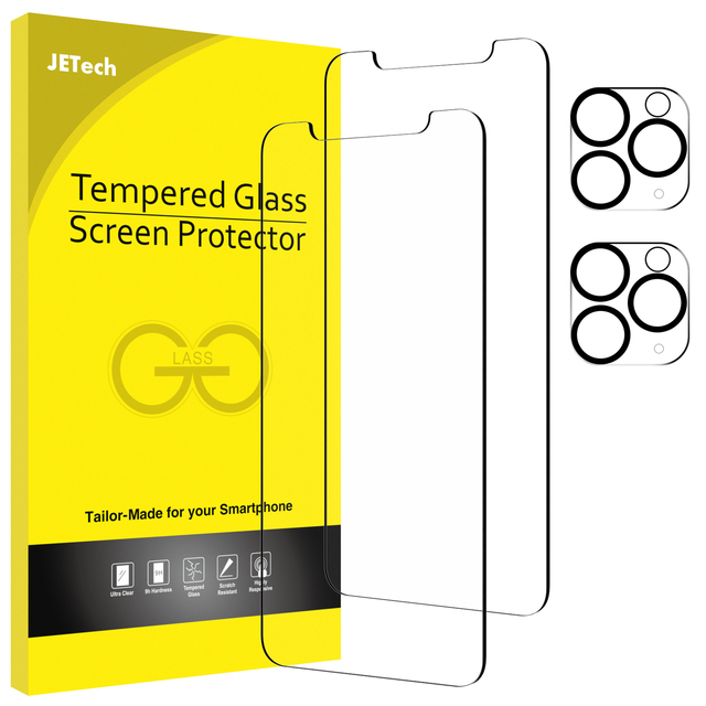 Screen Protector and Camera Lens Protector Compatible with iPhone 11 Pro Max 6.5-Inch, Tempered Glass Film, 2-Pack Each