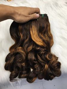 Mèches de cheveux vierges vietnamiens, tissage de cheveux humains, ondulations rebondissantes, double trame, double épaisseur, noir naturel - Product Image 5