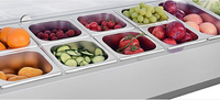 Vitrine Réfrigérée Commerciale en Acier Inoxydable à Température Unique, de Comptoir, pour Préparation de Salades et Pizzas, avec Refroidissement par Ventilation
