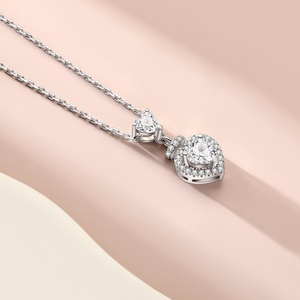 Collar con Colgante en Forma de Corazón de Plata de Ley 925, Chapado en Rodio, con Circonita, Joyería Moderna para Mujer, Fiesta de Compromiso - Product Image 3