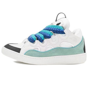 Nouvelles baskets Lanvin Style Curb 2026 pour hommes et femmes, chaussures décontractées à semelle épaisse, en cuir blanc et vert, chaussures de skateboard avec lacets colorés - Product Image 6