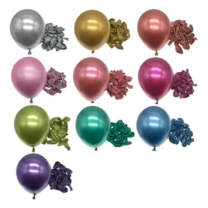 5Inch Party Balloons Thick Pearly Chrome Colors Solid Latex Chrome Balloon