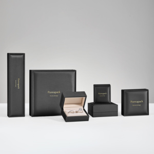 Tùy Chỉnh Cá Nhân Logo Đồ Trang Sức Màu Đen Đóng Gói Hộp Quà Tặng Nhẫn Vòng Đeo Tay Tai Đinh Vòng Cổ PU Da Wedding Hộp Đồ Trang Sức - Product Image 2