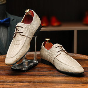 Chaussures habillées pour homme en cuir véritable à lacets, pour mariage, semelle en caoutchouc, respirantes, antidérapantes, semelle souple, Derby - Product Image 2