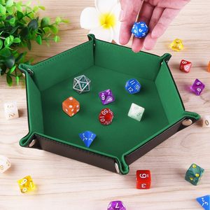 Boîte à dés hexagonale portable en cuir PU double couche, pliable, pour jeux de table D&D - Product Image 2