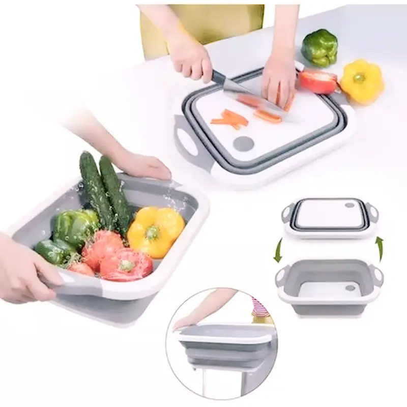 Planche à découper en Silicone Portable 3-en-1 pliable pliable en plastique de cuisine