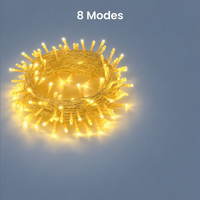 Guirnalda de Luces LED Multicolor de 10 Metros (33 pies) Personalizable, IP44 Impermeable, para Interiores y Exteriores, 8 Modos, con Energía Solar o Enchufable