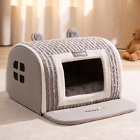 Halbgeschlossenes, rechteckiges Hundebett/Katzenbett aus Wollplüsch, warm, dick, mit Schwammunterstützung, weich, für drinnen, für Winter und Sommer