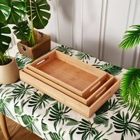 Plateau de service en bambou laqué écologique multifonction à un niveau, plateaux de rangement pour une utilisation moderne à la maison