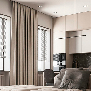 Cortinas y cenefas modernas de lino de imitación de <span class=keywords><strong>colores</strong></span> sólidos, tratamientos opacos para ventanas de dormitorio y sala de estar - Product Image 2
