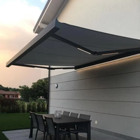 Auvent motorisé de luxe imperméable en aluminium à cassette complète avec télécommande, pliable et rétractable, pour le soleil, pour le toit de la maison en extérieur