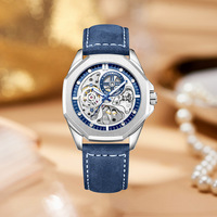 Jam Tangan Mekanik Otomatis Skeleton Mewah Pria Original Baru Tahan Air Tali Silikon Baja Tahan Karat Warna Kustom