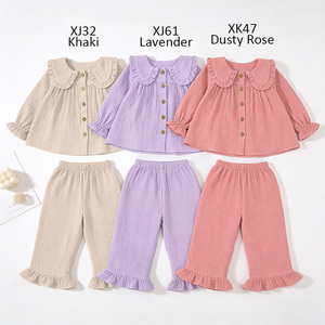 Set <span class=keywords><strong>di</strong></span> Abbigliamento per Ragazze in Cotone Organico 100%, <span class=keywords><strong>Camicia</strong></span> Oversize in <span class=keywords><strong>Mussola</strong></span> e Pantaloni a Gamba Larga, Outfit Casual - Product Image 2