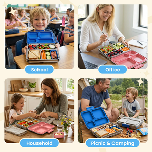 Kids Leak-proof Toddlers Lunch <b>Container</b> 5 Compartments Dishwasher Safe Stainless Steel Bento <b>Box</b> with Silicone Lid - Product Image 4