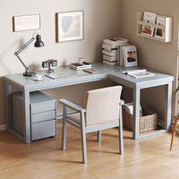 Bureau d'angle durable Guansong pour la maison, le bureau, la chambre d'étudiant, double poste de travail. Bureau d'ordinateur en bois massif au design moderne et simple
