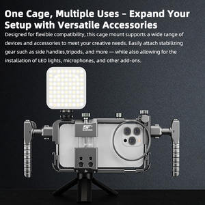 Prix de gros Cage universelle pour smartphone Plate-forme de téléphone portable en aluminium avec poignées pour 15 Pro Max <span class=keywords><strong>Gage</strong></span> <span class=keywords><strong>Video</strong></span> Rig - Product Image 2