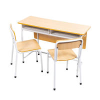 Bureau et chaises d'école en bois pour deux personnes, mobilier scolaire, table et chaise pour les élèves, structure en métal, tables d'étude pour étudiants