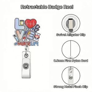Porte-badge rétractable en acrylique personnalisé avec logo d'entreprise ou d'école X57, porte-carte d'identité, clip pour badge - Product Image 2