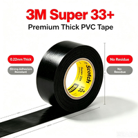 Ruban isolant électrique en vinyle de qualité supérieure 3M Super 33+, résistant à l'abrasion, résistant aux intempéries, ruban électrique haute résistance