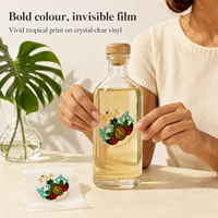Autocollants en vinyle adhésif transparent brillant et imperméable personnalisables pour l'emballage de fruits, de maïs, le branding, les bouteilles cosmétiques, le papier thermique