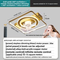 Ventilateurs de plafond modernes intelligents à LED avec moteur AC, 6 vitesses, télécommande, intensité variable, AC 110V, silencieux, 8 pales, pour chambre à coucher (vente en gros)