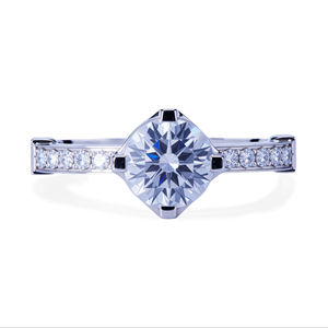 Bague de fiançailles en diamant cultivé en laboratoire VVS certifiée IGI pavé de taille poire personnalisé en or 18 carats cadeau d'anniversaire de mariage de luxe - Product Image 1