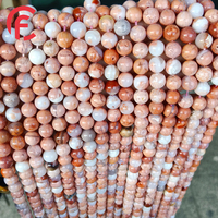 Perles rondes en agate rose naturelle, une chaîne de perles pour la fabrication de bijoux DIY, bracelet pour femmes et hommes, cadeau de bijoux