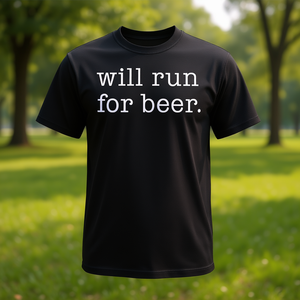 Camiseta Will Run For Beer, ropa informal negra para hombre - Product Image 3