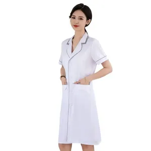 Uniforme de Trabajo para Esteticista, Salón de Belleza, Estilo Coreano, Bata Blanca de Manga Corta para Profesionales de la Salud - Product Image 4