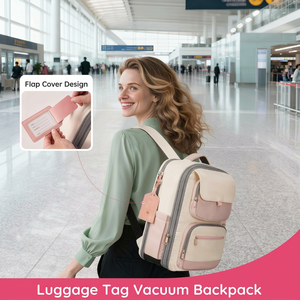 Vacuum Seal Expandable Unisex Microfiber Synthetic Leather <strong>Backpack</strong> Hand Pump Luggage Tag RFID Pocket Compression for <strong>Laptop</strong> - Product Image 5