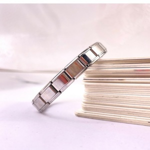 Large Quantity Italian Module Bracelet <b>Light</b> Chain Assembly 304 Stainless Steel DIY Elastic Strap Geometric Pattern Trendy Style - Product Image 2