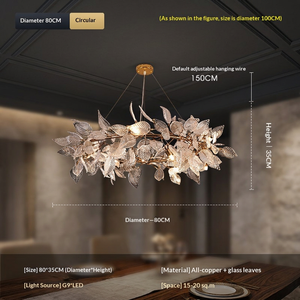 Golden <b>Branch</b> Jade Leaf Crystal & Copper Art Lamp-Modern <b>Light</b> Luxury for Living Room Dining Room Hall & Bedroom - Product Image 3