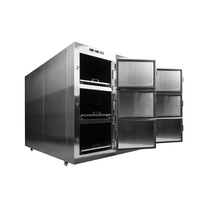 Réfrigérateur mortuaire hospitalier Roundfin RD-6 pour 6 corps, armoire de stockage de cadavres, congélateur à 3 niveaux en acier inoxydable 304