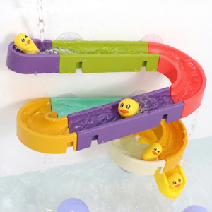 DIY Waterwheel/Wheel Type Plastic Bath Toy for Kids 2-4 Years Assemble Tracks Marbles <strong>Slides</strong> Educational Fun Rubber <strong>Ducks</strong> - Product Image 2
