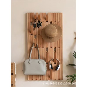 Perchero de pared de madera con ganchos tipo teclas de piano, organizador de entrada, tablero perforado para sombreros, bolsos y llaves, duradero, forma rectangular - Product Image 1