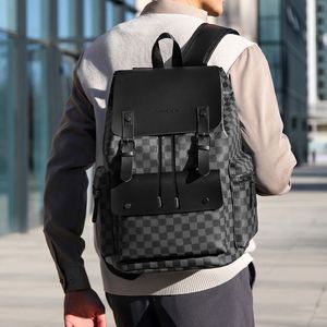 Custom Printing Fashionable Plaid Waterproof PU Leather Laptop <b>Backpacks</b> Business Travel <b>Backpack</b> for Men - Product Image 4