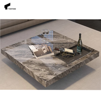 Tostone Light Luxe Haut de gamme carré Naturel Venise Brun Marbre Flottant Table Basse pour Simple Maison Doux Ameublement