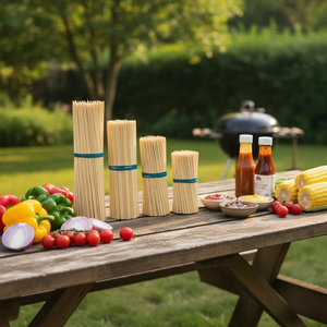 Brochetas de Bambú Ecológicas de Grado Alimenticio, Acabado Pulido, Biodegradables, de Alta Calidad, Minimalistas, Portátiles, Multifuncionales para Barbacoa y <span class=keywords><strong>Kebab</strong></span> - Product Image 5