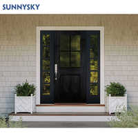 Porte d'entrée principale en bois massif avec insert en verre, design moderne résidentiel Sunnysky pour maison