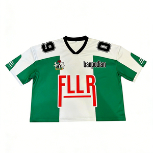 Maillot de football américain personnalisé surdimensionné à manches courtes et col en V, coupe carrée, sublimation, style streetwear, t-shirt de football - Product Image 5