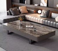 Table basse durable de luxe moderne avec cadre en acier inoxydable et plateau en dalles pour meubles de salon à domicile