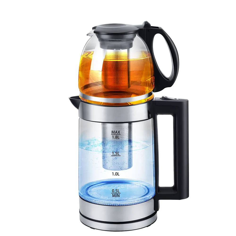 الكهربائية غلاية شاي زجاجية 1.8L إبريق ماء يغلي سريع المياه الكهربائية الزجاج الكهربائية hervidor electrico