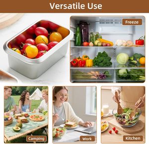Boîte à lunch en acier inoxydable, contenants alimentaires pour micro-ondes, boîte à tiffin, boîte de rangement, boîtes bento en acier avec couvercle hermétique - Product Image 4