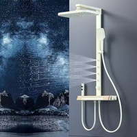 Produits de salle de bain douche ensembles de douche lumière d'ambiance piano clé mitigeur de salle de bain avec ensemble de douche thermostatique