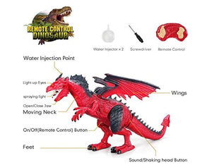 <span class=keywords><strong>Dinosauro</strong></span> <span class=keywords><strong>Telecomandato</strong></span>, Giocattolo Drago per Bambini, Figura Realistica di Grande Dimensione con Suoni, Spruzzi e Luci - Product Image 2