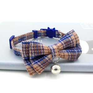 Diseñador escocés lindo lujo Navidad pajarita gato Collar mascota Accesorios campanas cachorro collares para mascotas - Product Image 4